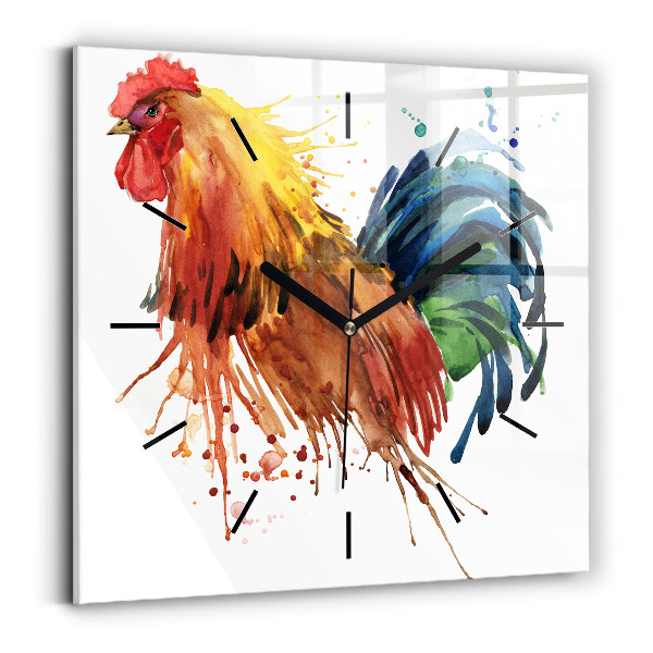 Orologio quadrato in vetro Gallo colorato