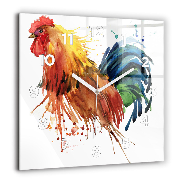 Orologio quadrato in vetro Gallo colorato