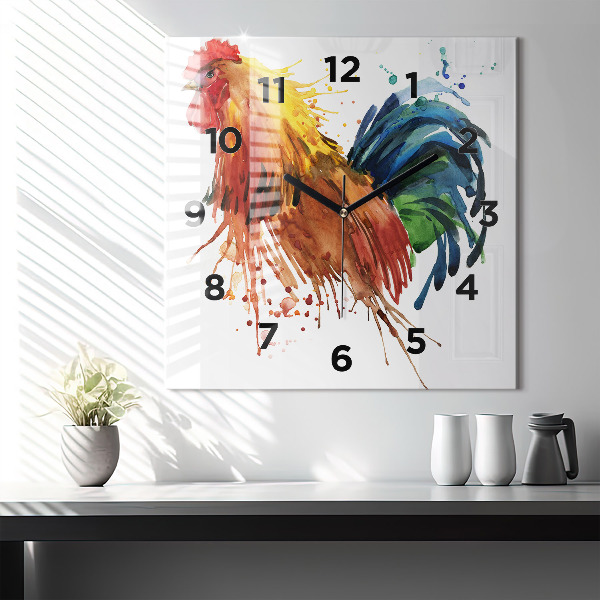 Orologio quadrato in vetro Gallo colorato