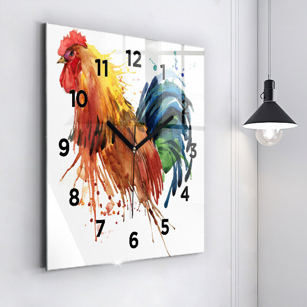 Orologio quadrato in vetro Gallo colorato