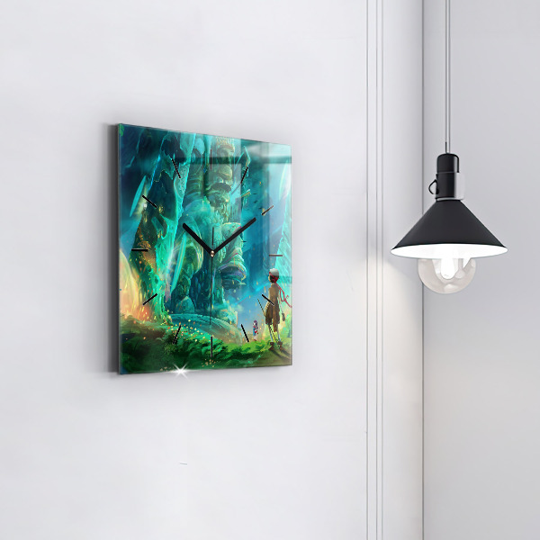 Orologio quadrato in vetro Bambini nella foresta