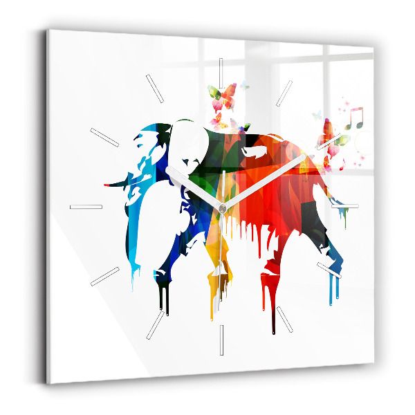 Orologio quadrato in vetro Elefante dipinto colorato