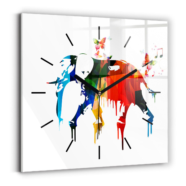 Orologio quadrato in vetro Elefante dipinto colorato