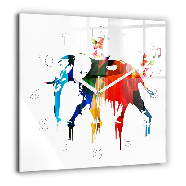Orologio quadrato in vetro Elefante dipinto colorato