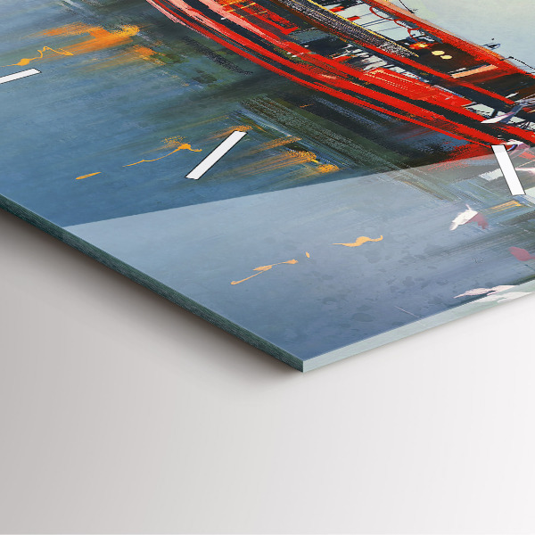 Orologio quadrato in vetro Barca da pesca in porto