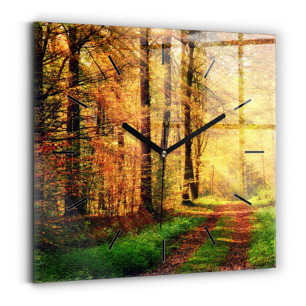 Orologio quadrato in vetro Paesaggio autunnale della foresta