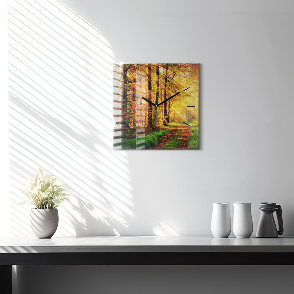 Orologio quadrato in vetro Paesaggio autunnale della foresta
