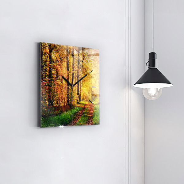 Orologio quadrato in vetro Paesaggio autunnale della foresta