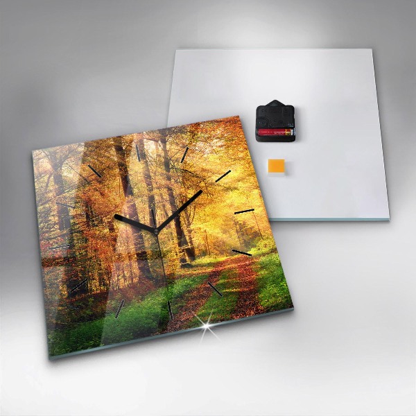 Orologio quadrato in vetro Paesaggio autunnale della foresta