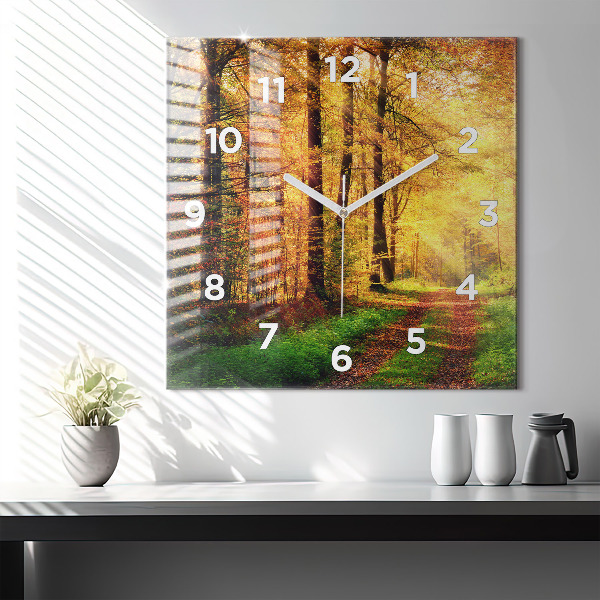 Orologio quadrato in vetro Paesaggio autunnale della foresta