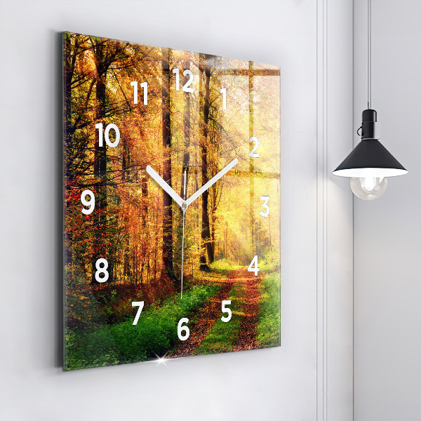 Orologio quadrato in vetro Paesaggio autunnale della foresta