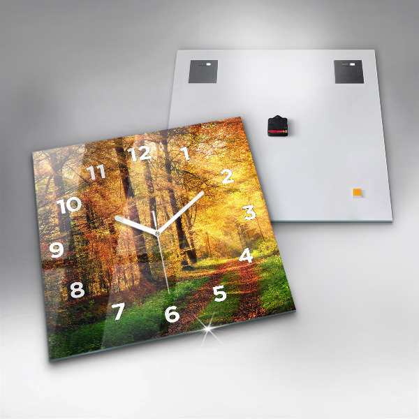 Orologio quadrato in vetro Paesaggio autunnale della foresta