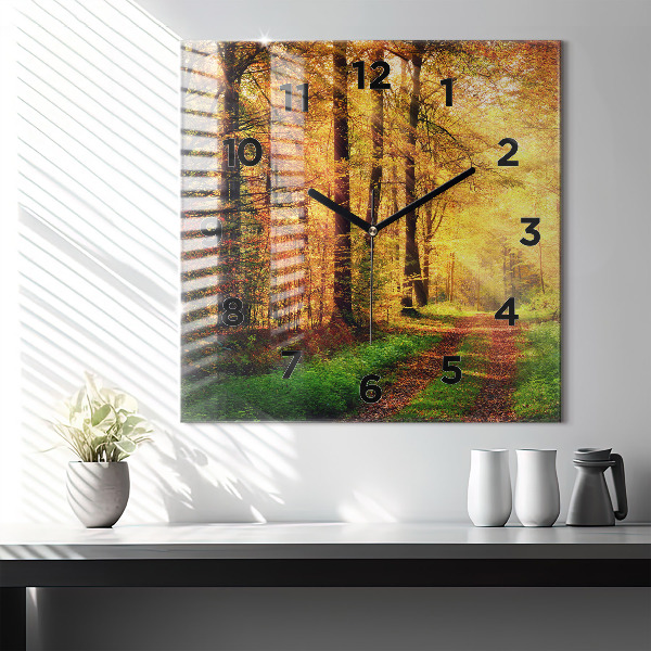 Orologio quadrato in vetro Paesaggio autunnale della foresta