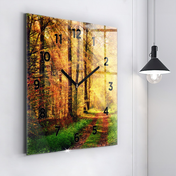 Orologio quadrato in vetro Paesaggio autunnale della foresta