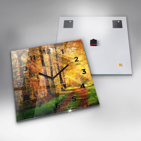 Orologio quadrato in vetro Paesaggio autunnale della foresta