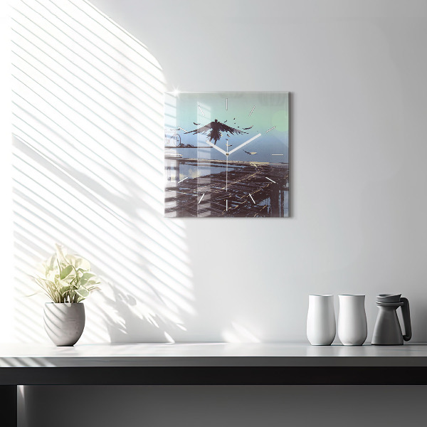 Orologio quadrato in vetro Angelo, Ponte e Bicicletta