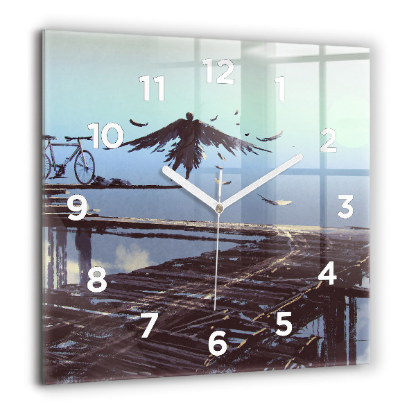 Orologio quadrato in vetro Angelo, Ponte e Bicicletta