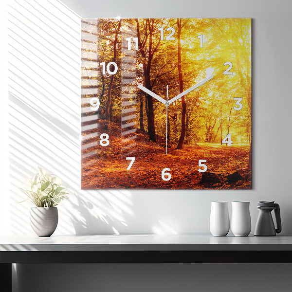 Orologio quadrato in vetro Paesaggio forestale al sole