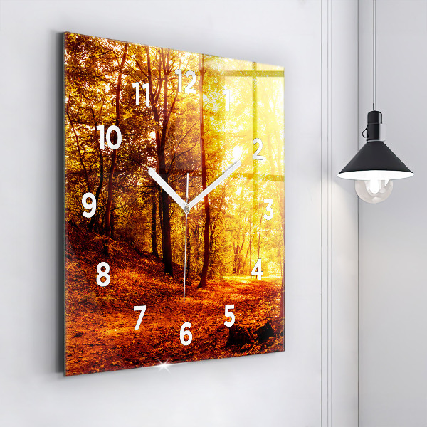Orologio quadrato in vetro Paesaggio forestale al sole