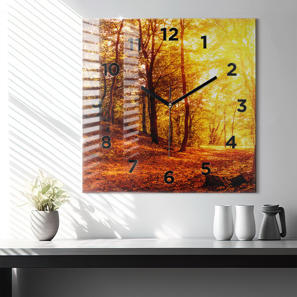 Orologio quadrato in vetro Paesaggio forestale al sole