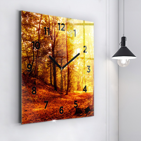 Orologio quadrato in vetro Paesaggio forestale al sole