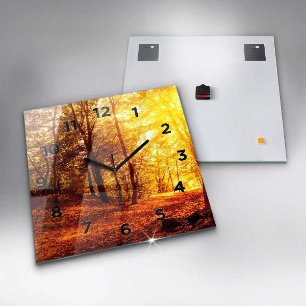 Orologio quadrato in vetro Paesaggio forestale al sole