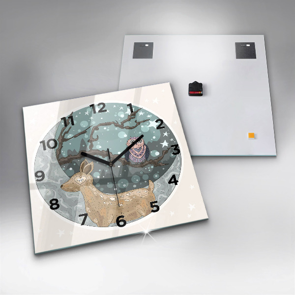 Orologio quadrato in vetro Animali notturni e la luna