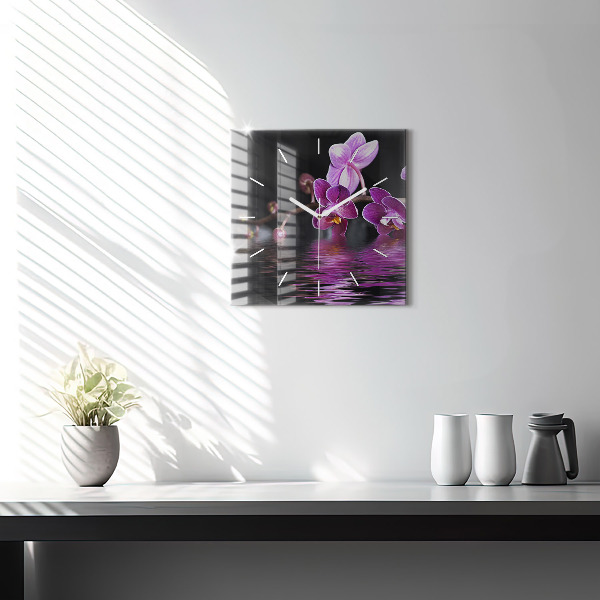 Orologio quadrato Fiore di orchidea sull'acqua
