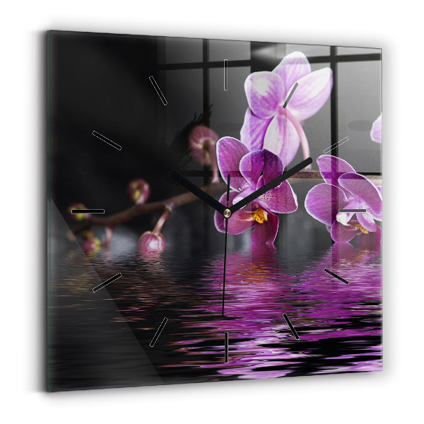Orologio quadrato Fiore di orchidea sull'acqua