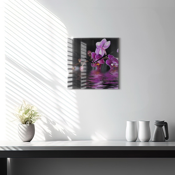 Orologio quadrato Fiore di orchidea sull'acqua