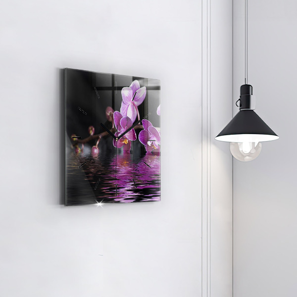 Orologio quadrato Fiore di orchidea sull'acqua