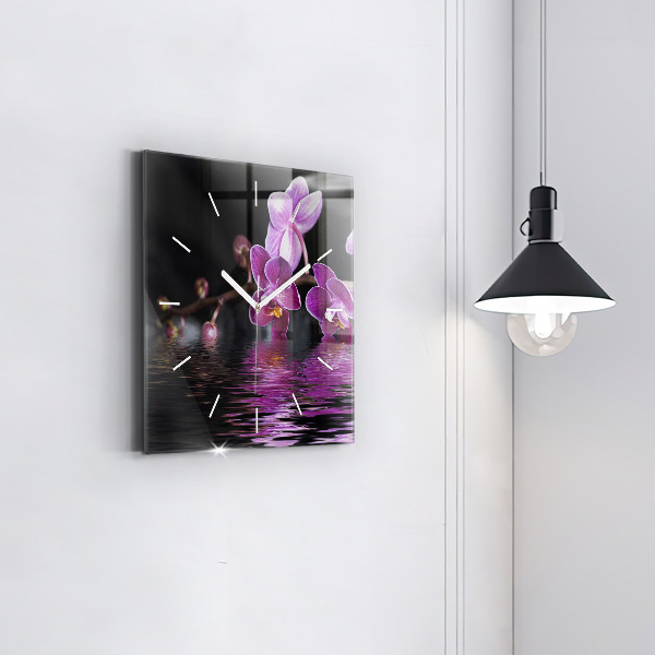 Orologio quadrato Fiore di orchidea sull'acqua