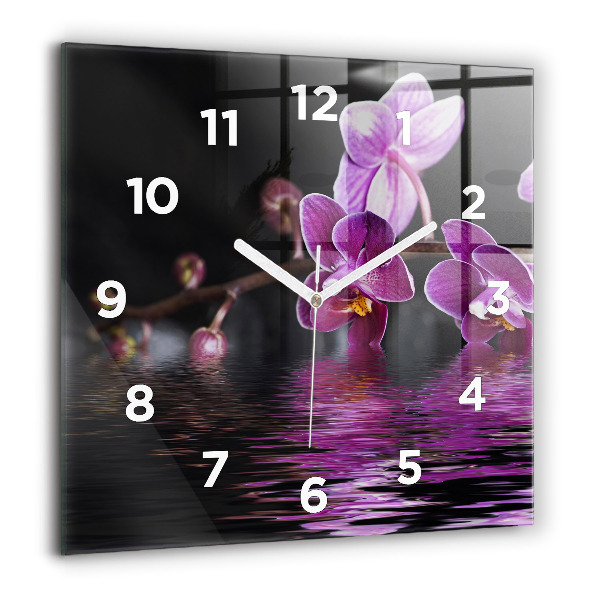 Orologio quadrato Fiore di orchidea sull'acqua
