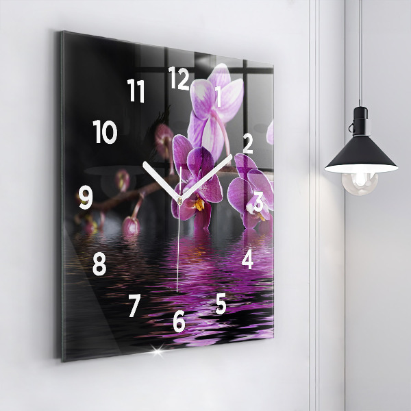Orologio quadrato Fiore di orchidea sull'acqua