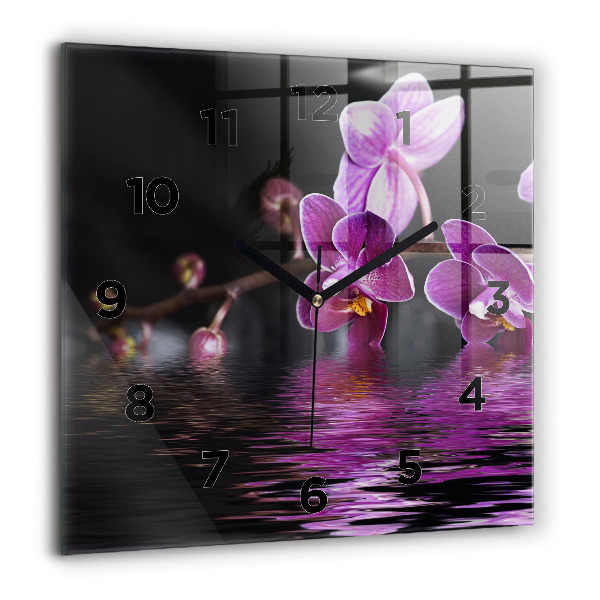 Orologio quadrato Fiore di orchidea sull'acqua