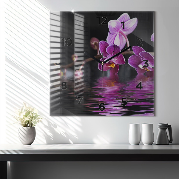 Orologio quadrato Fiore di orchidea sull'acqua