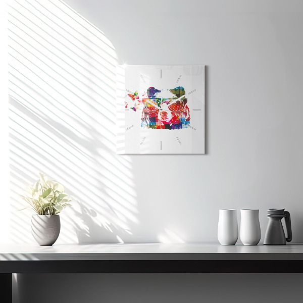 Orologio quadrato in vetro Testa d'orso