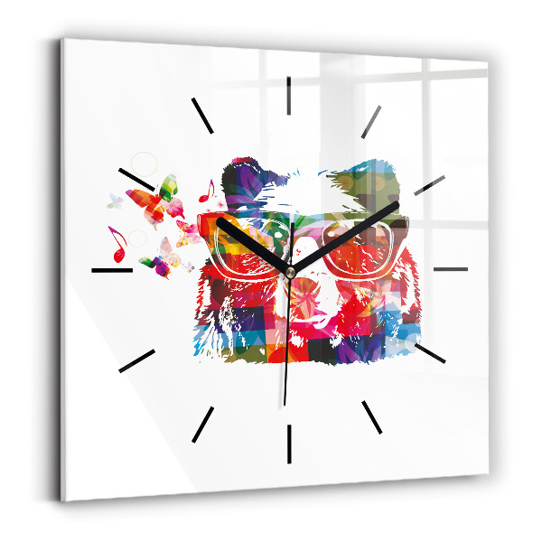 Orologio quadrato in vetro Testa d'orso