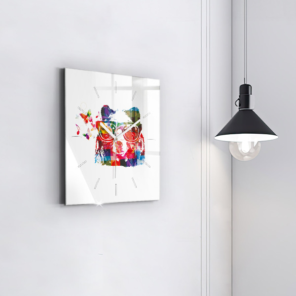 Orologio quadrato in vetro Testa d'orso