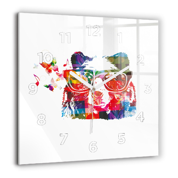 Orologio quadrato in vetro Testa d'orso