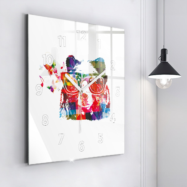 Orologio quadrato in vetro Testa d'orso