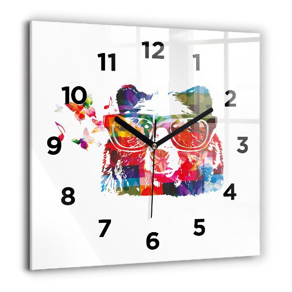 Orologio quadrato in vetro Testa d'orso