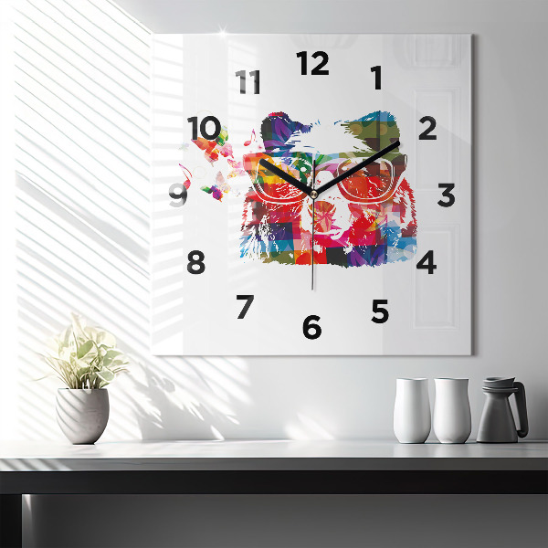 Orologio quadrato in vetro Testa d'orso