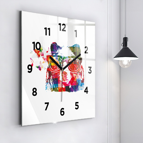 Orologio quadrato in vetro Testa d'orso