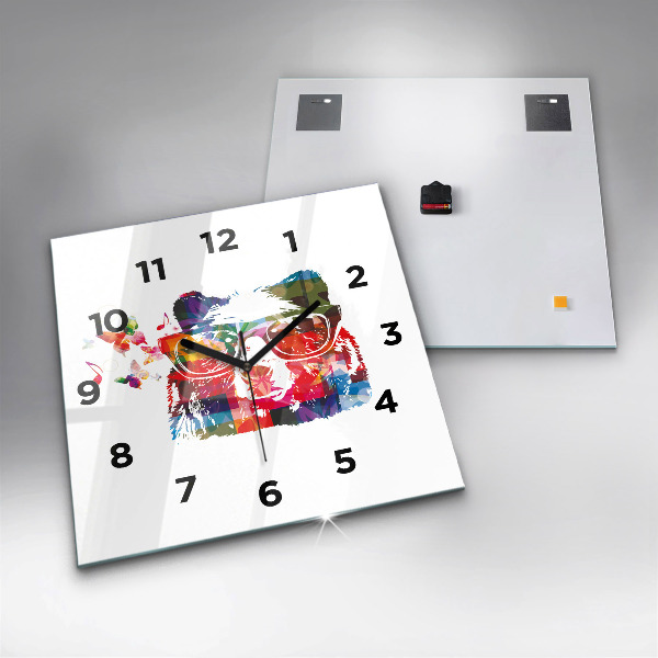 Orologio quadrato in vetro Testa d'orso
