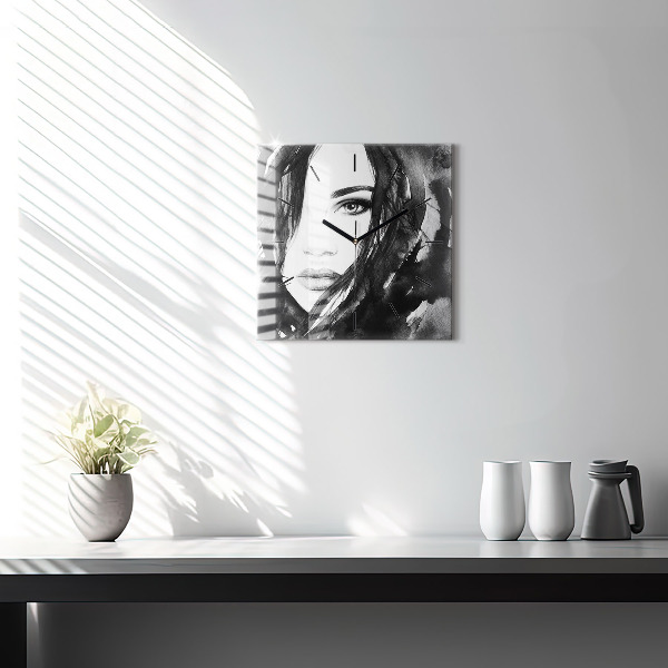 Orologio quadrato in vetro Ritratto di una donna