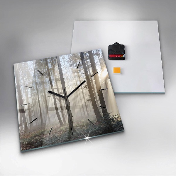 Orologio quadrato in vetro Foresta nella nebbia