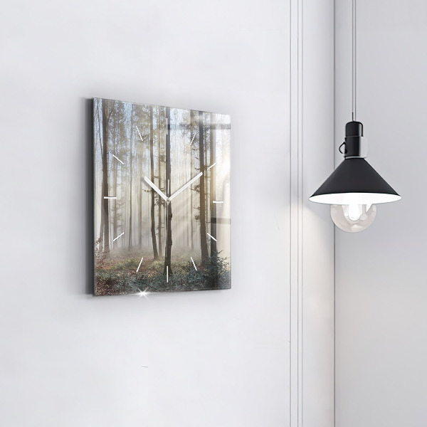 Orologio quadrato in vetro Foresta nella nebbia