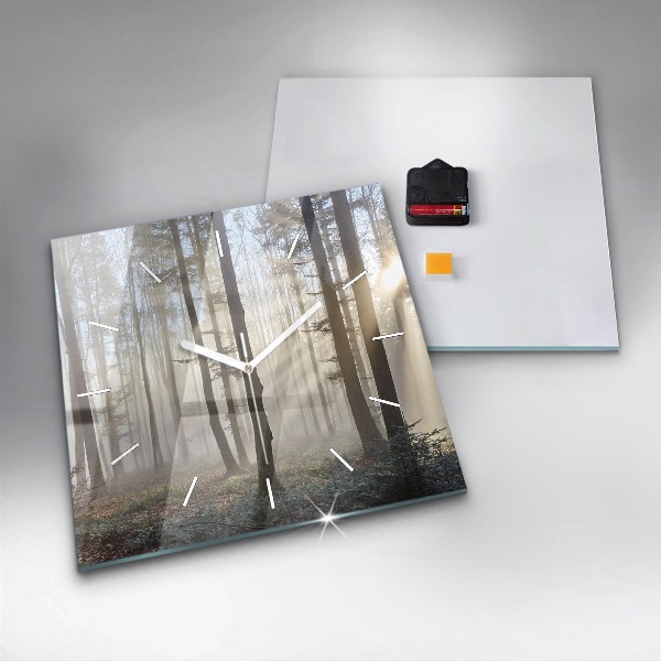 Orologio quadrato in vetro Foresta nella nebbia