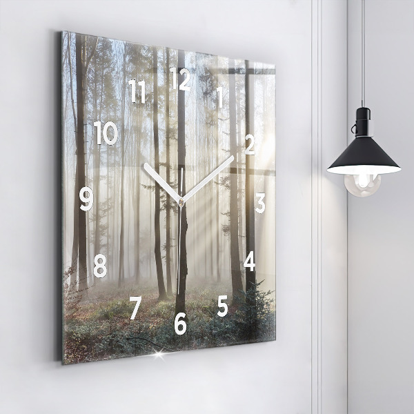 Orologio quadrato in vetro Foresta nella nebbia